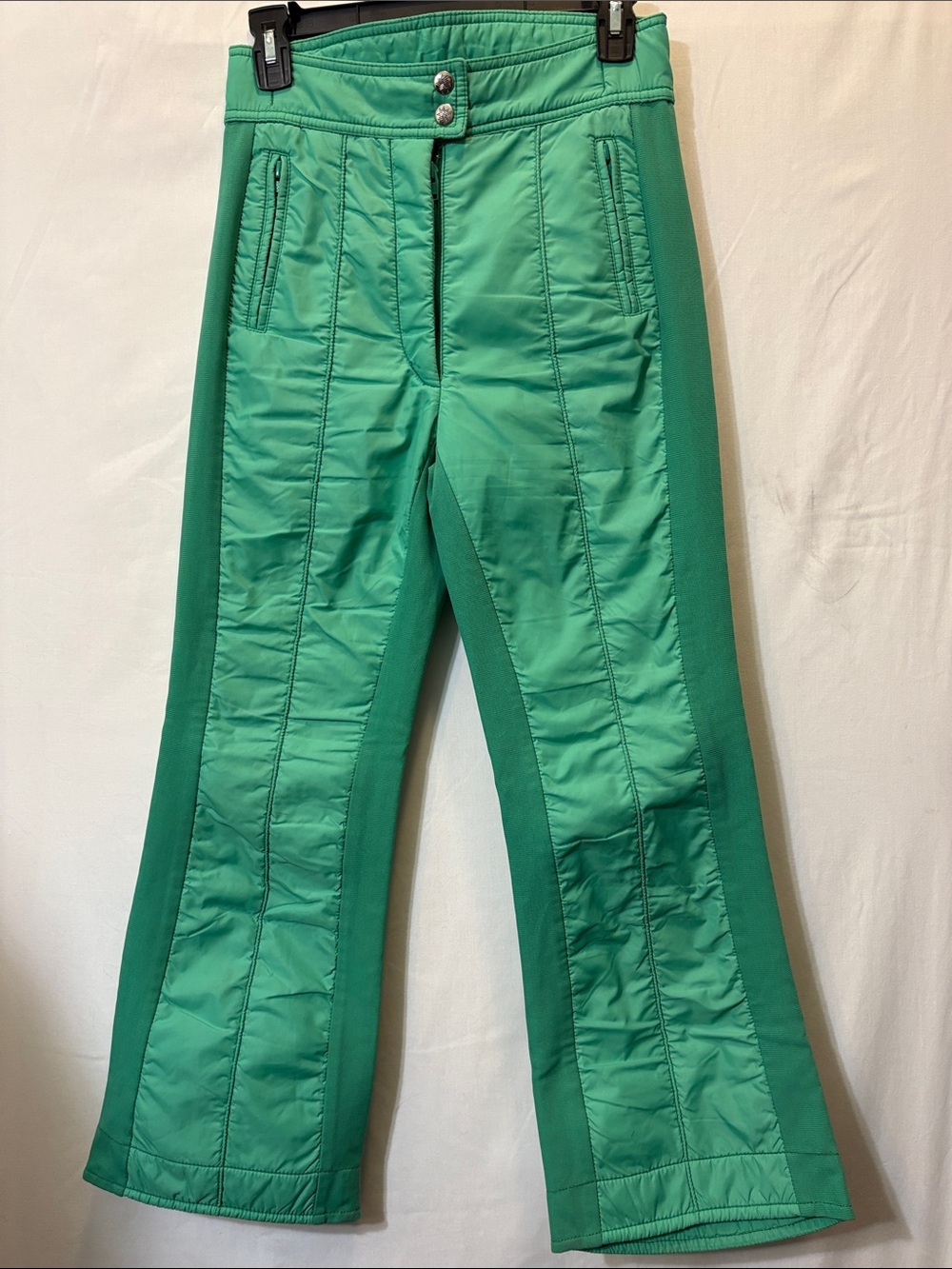 Edelweiss Vintage Emerald Green Quilted Flare ski snowboard Pants
